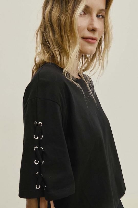 Bavlněné tričko Answear.LAB WS24.TSD018 černá