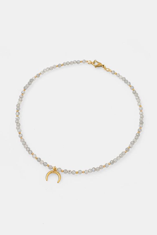 Náhrdelník s labradoritom lunula, ručná práca Answear.LAB WS25.AKD00C biela WS25