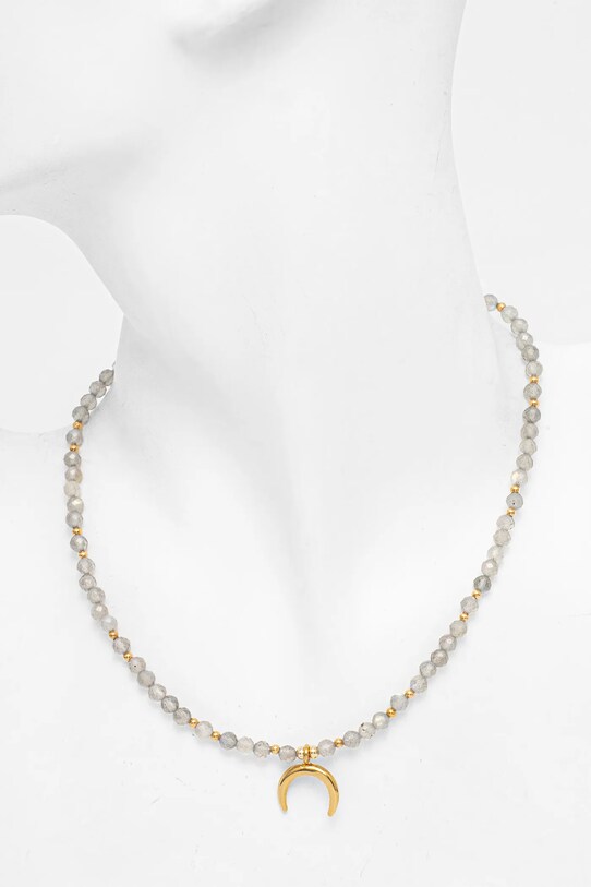 Náhrdelník s labradoritom lunula, ručná práca Answear.LAB WS25.AKD00C biela