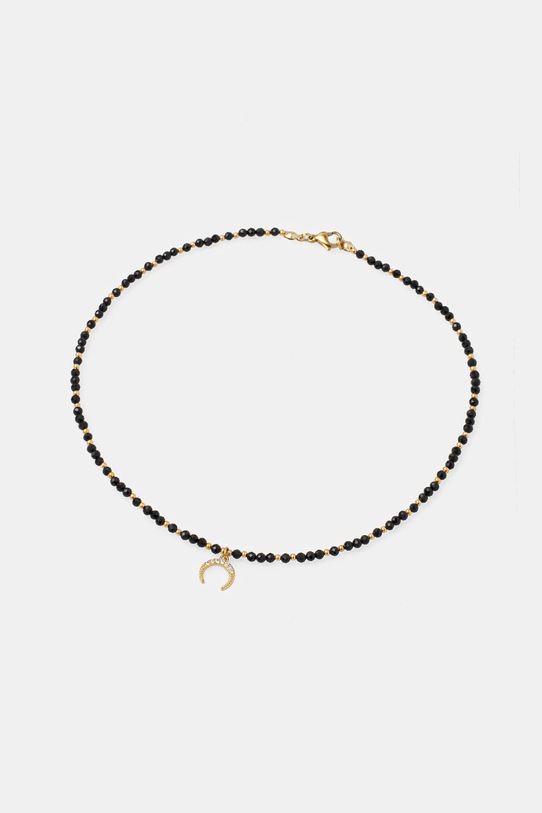 Náhrdelník s turmalínom lunula, ručná práca Answear.LAB WS25.AKD00D čierna WS25