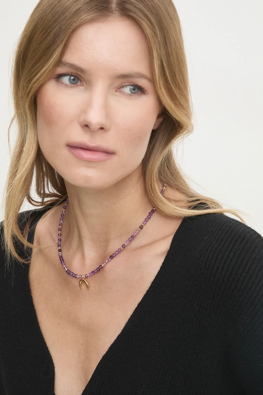 Náhrdelník s ametystom lunula, ručná práca Answear.LAB ostatné fialová WS25.AKD00E
