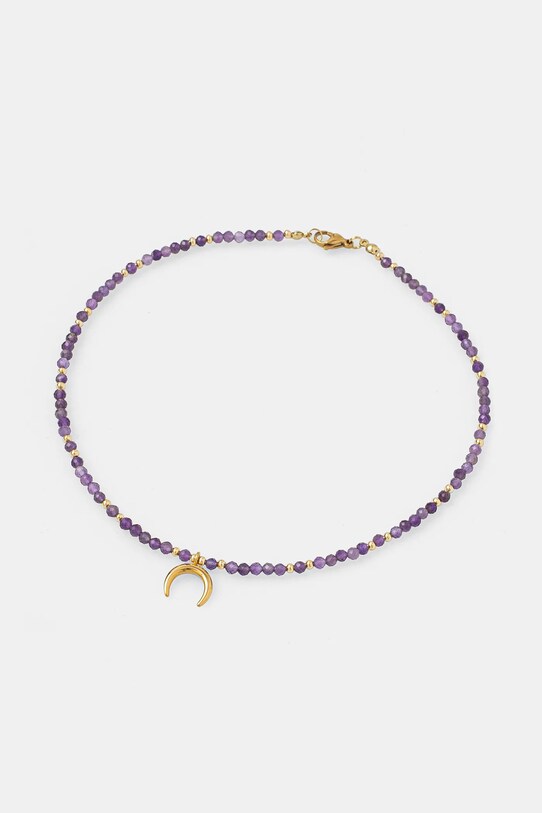 Náhrdelník s ametystom lunula, ručná práca Answear.LAB WS25.AKD00E fialová WS25