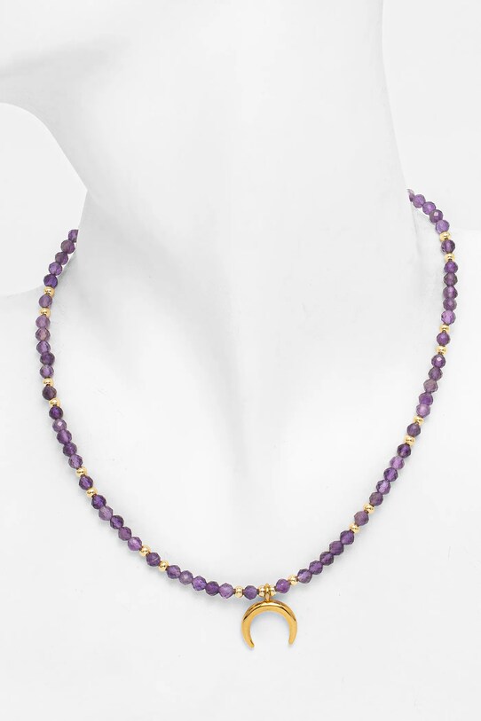 Náhrdelník s ametystom lunula, ručná práca Answear.LAB WS25.AKD00E fialová