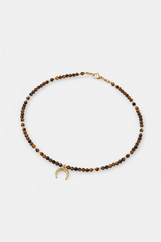 Náhrdelník s tigrím okom lunula, ručná práca Answear.LAB WS25.AKD00F hnedá WS25