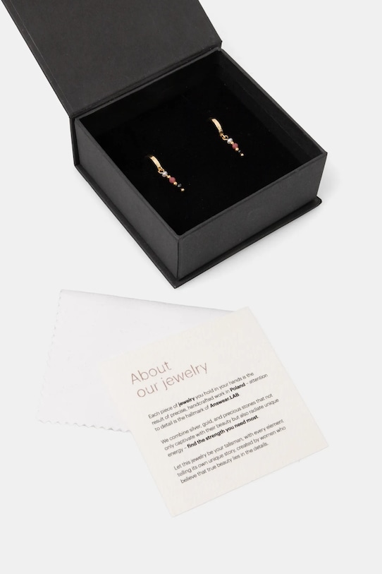 Аксесуари Сережки ручної роботи з культивованою перлиною, родонітом і турмаліном Answear.LAB WS25.AKD00Z золотий