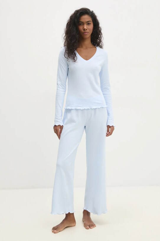 Answear Lab pijamale de bumbac set albastru WS25.BID003