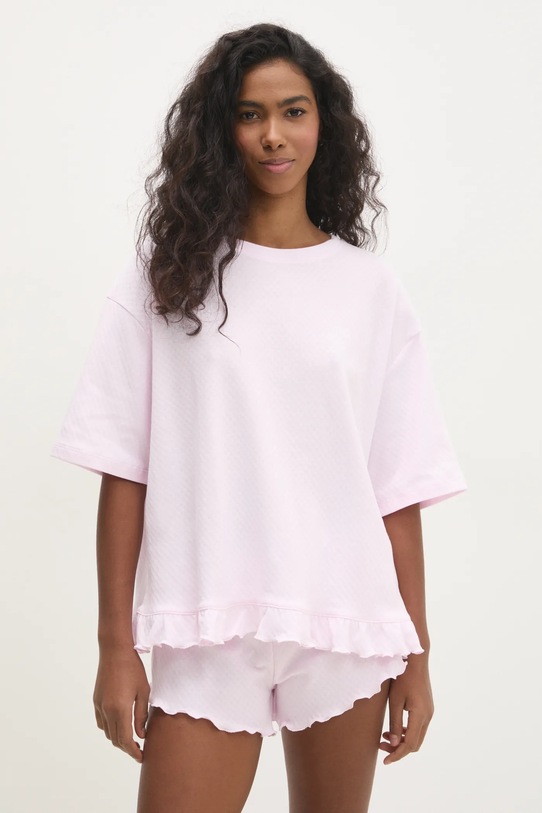 Answear Lab pijamale de bumbac roz WS25.BID006
