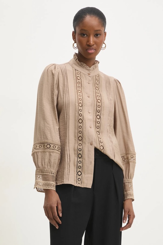 Answear Lab cămașă lung bej 3690.flk