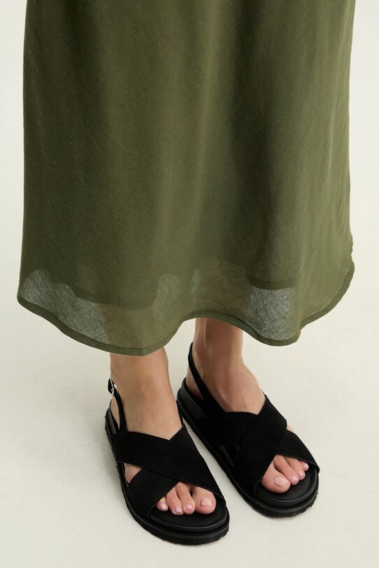 Answear.LAB sandały zamszowe płaski czarny 2024.220