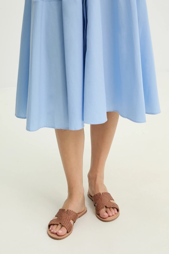 Answear.LAB klapki skórzane płaski brązowy RSP10173