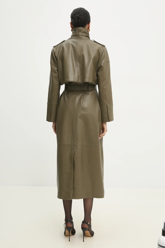 Odzież Answear.LAB trencz skórzany WS25.KPD001 zielony