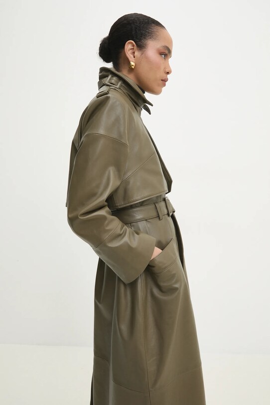 Answear.LAB trencz skórzany zielony WS25.KPD001