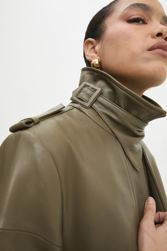 Answear.LAB trencz skórzany WS25.KPD001 zielony