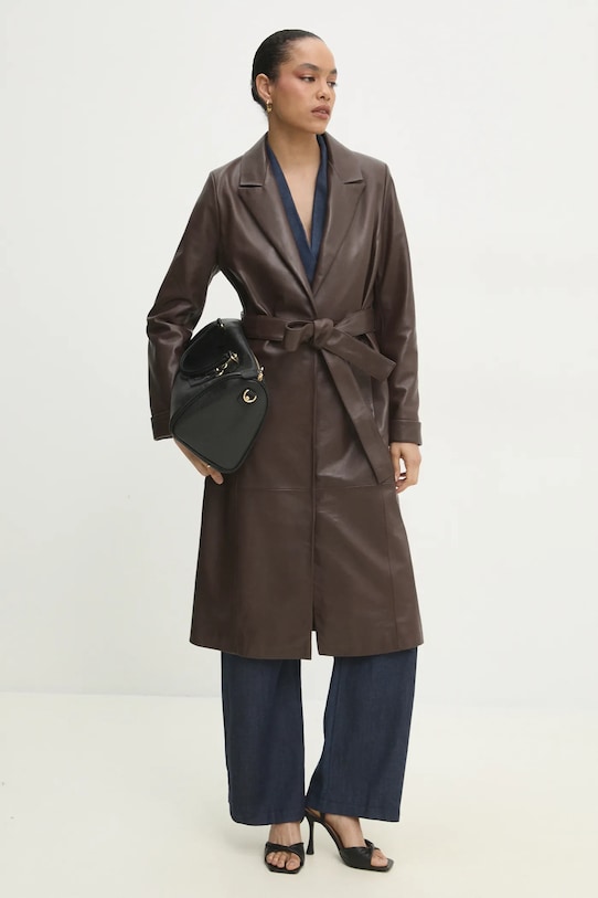 Answear.LAB cappotto in pelle non isolato marrone WS25.KPD003
