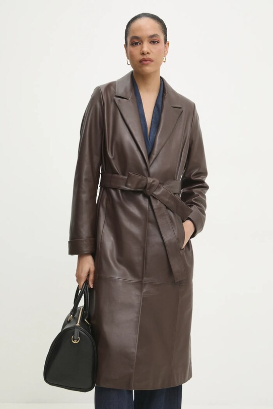 Answear.LAB cappotto in pelle WS25.KPD003 marrone WS25