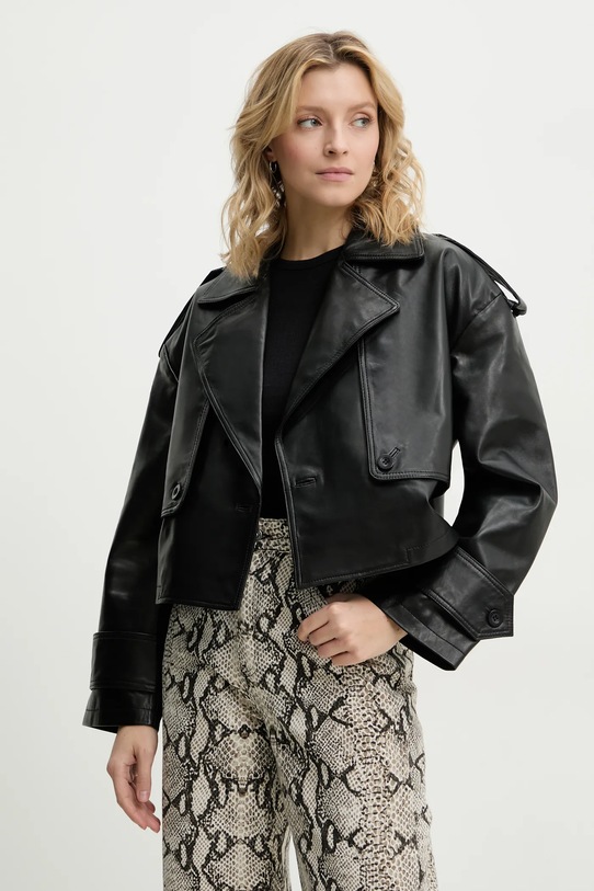 Answear Lab ramoneska skórzana WS25.KUD001 czarny