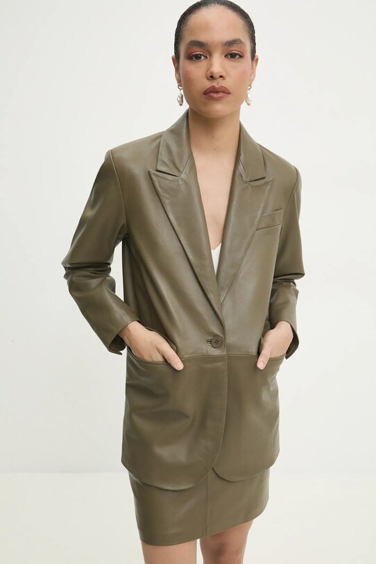 Answear Lab blazer in pelle verde WS25.KZD003
