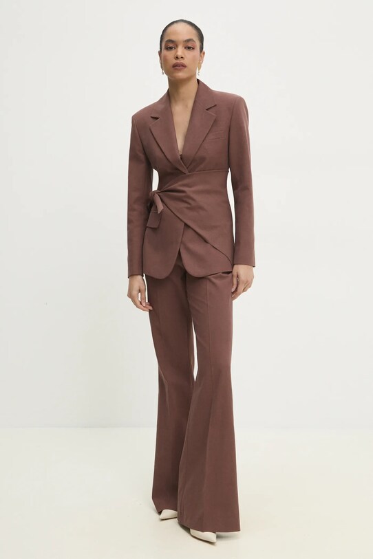 Answear.LAB marynarka taliowana z chustą WS25.KZD006 brązowy WS25