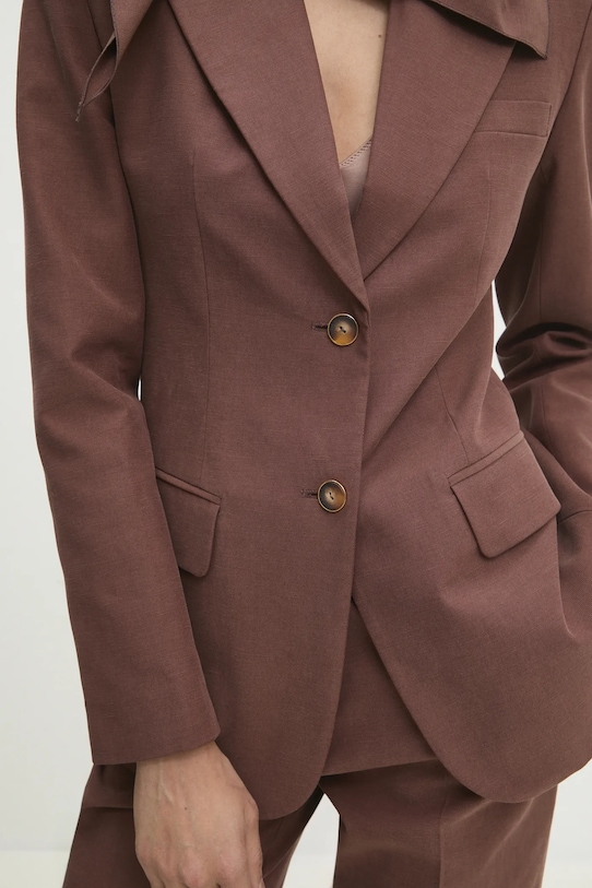 Answear.LAB marynarka taliowana z chustą brązowy WS25.KZD006