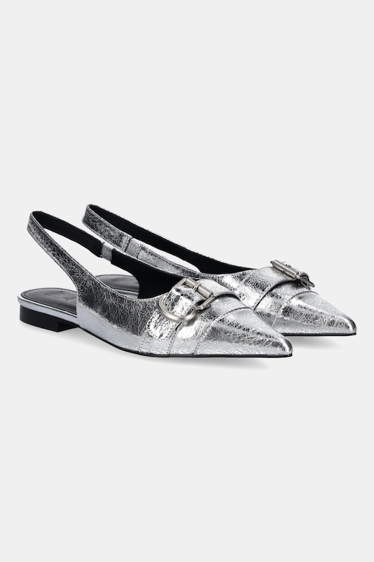 Answear.LAB baleriny skórzane odkryta pięta srebrny LT593.911.2