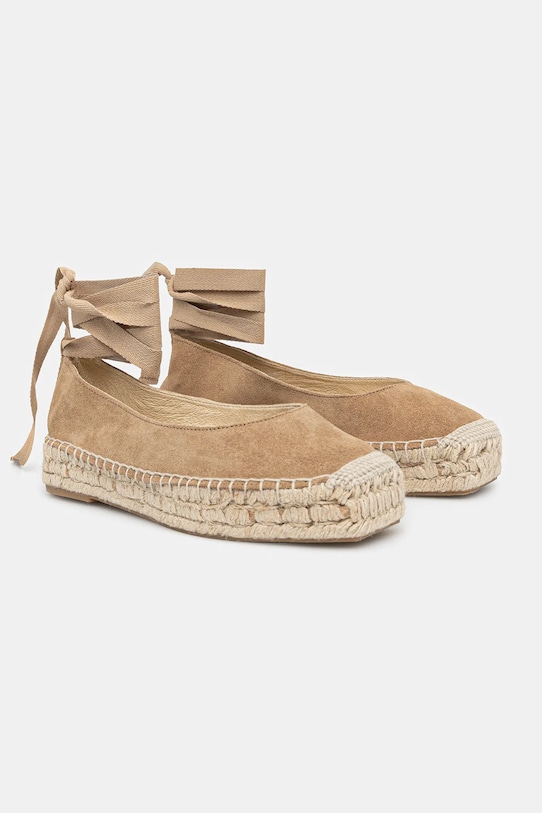 Espadrile od brušene kože Answear Lab ravna bež 792