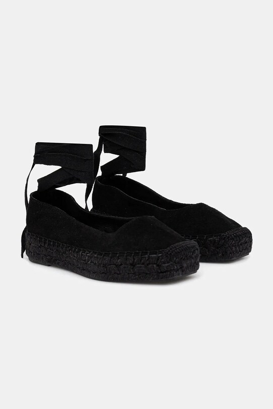 Answear Lab espadryle zamszowe płaski czarny 792