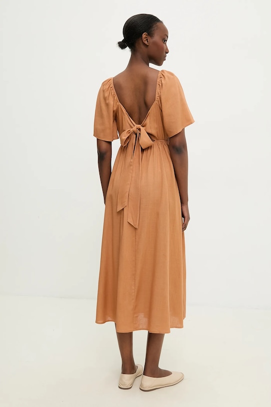 Answear.LAB sukienka z lnem 8868.b.flk brązowy WS25