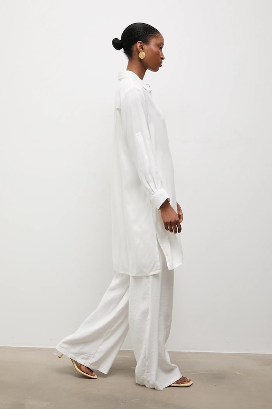 Πουκάμισο Answear.LAB μακρύ λευκό SARA.hak