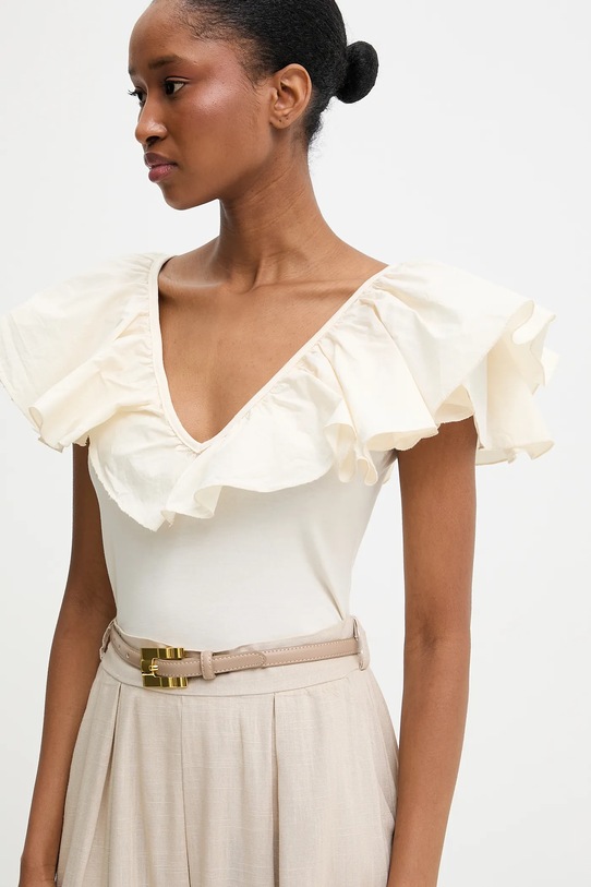 Памучна блуза Answear.LAB стандартна бежов 55420.iak