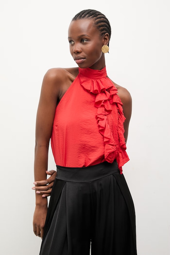 Answear.LAB bluzka damska z wiskozą czerwony WS26-BDD013