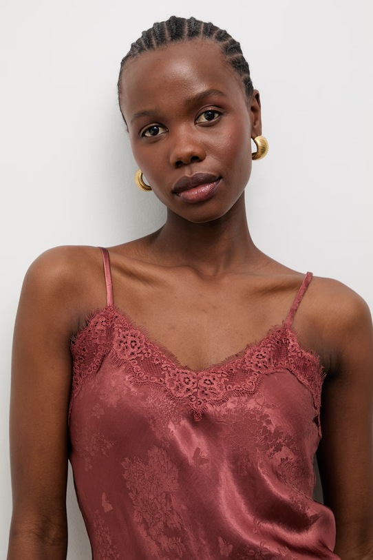 Answear.LAB blúzka s ramienkami dámska s prímesou ľanu oranžová G11029.hak