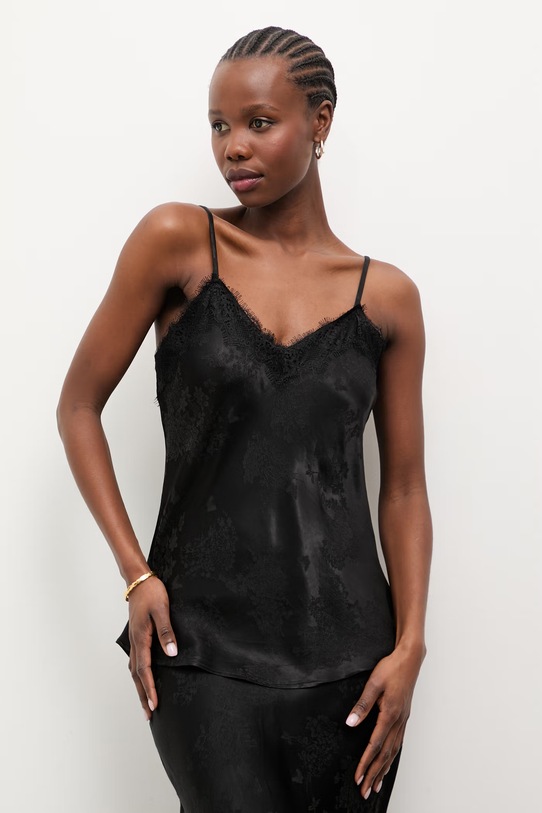 Answear.LAB blúzka s ramienkami dámska s prímesou ľanu čierna G11029.hak