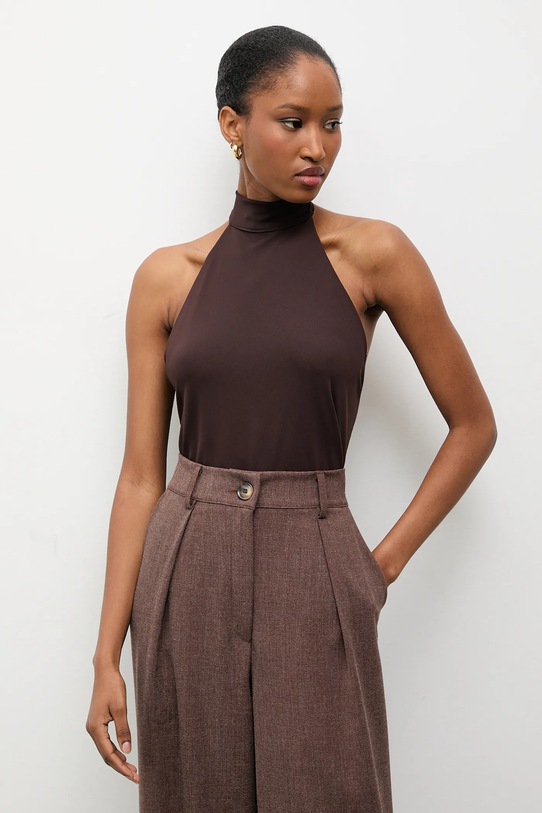 Answear.LAB body z elastanem brązowy 93636.iok