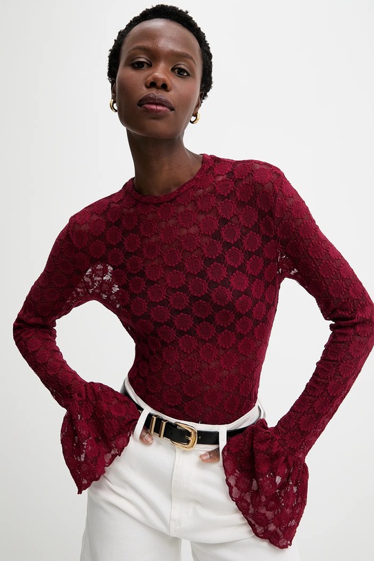 Answear.LAB bluzka z elastanem bordowy 23448-1.fak