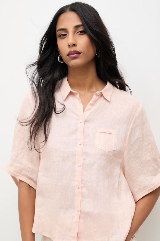 Answear.LAB koszula lniana klasyczny różowy 640691.hak
