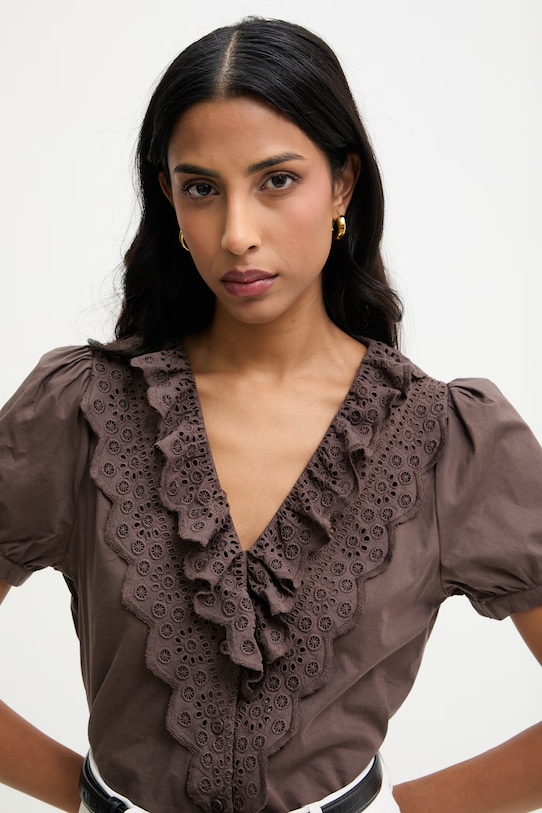 Answear.LAB bluzka bawełniana brązowy 670232.hak