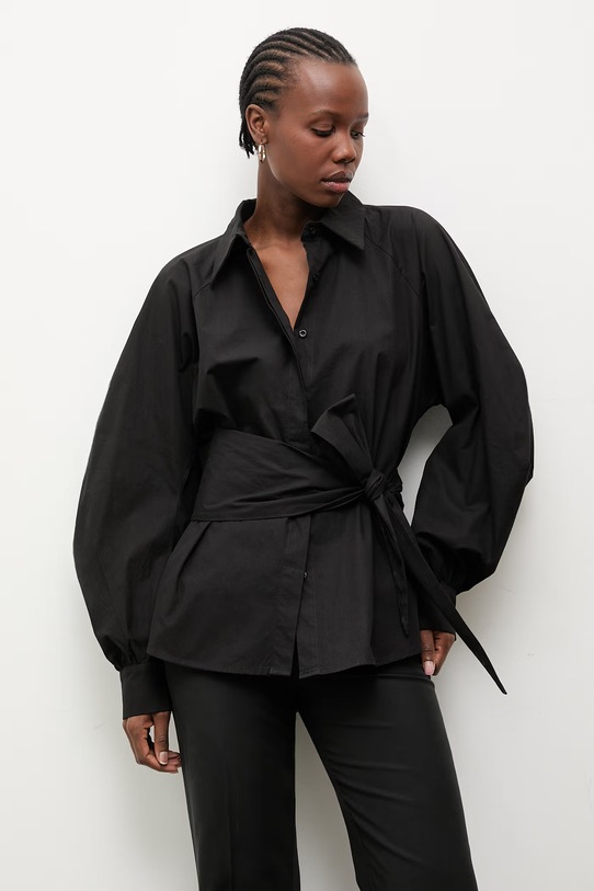 Answear.LAB koszula damska bawełniana czarny WS26-BDD054
