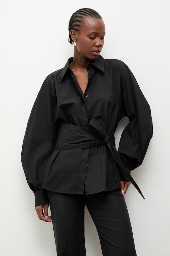 Answear.LAB koszula damska bawełniana czarny WS26-BDD054