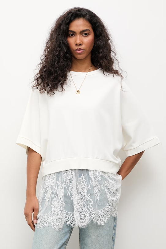 Answear.LAB bluza oversize damska z wiskozą biały WS26-BDD056