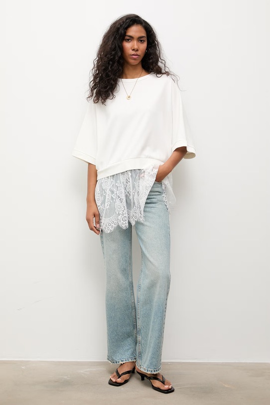 Answear.LAB bluza oversize damska z wiskozą WS26-BDD056 biały WS26