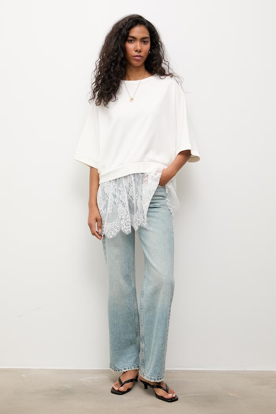 Answear.LAB bluza oversize damska z wiskozą WS26-BDD056 biały WS26