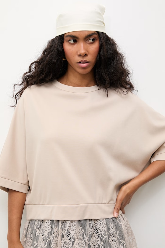 Answear.LAB bluza oversize damska z wiskozą beżowy WS26-BDD056