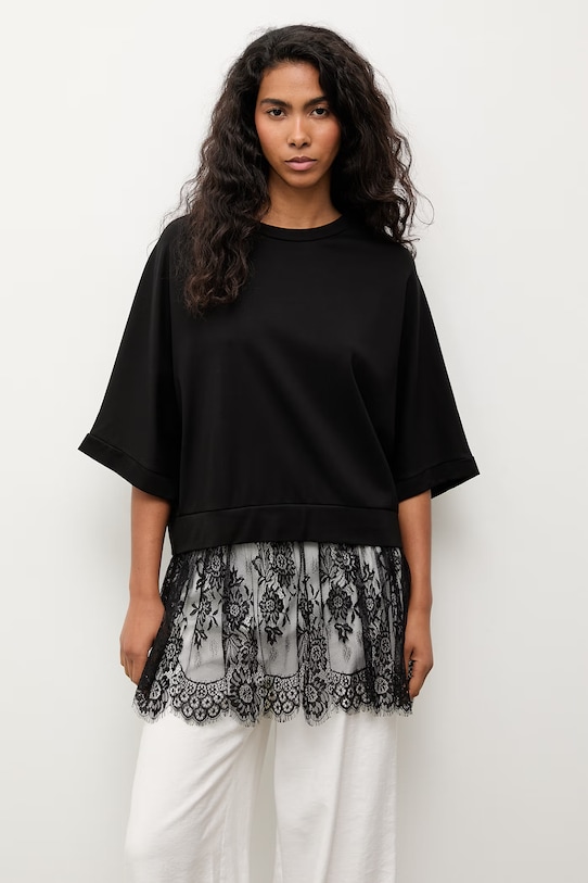 Answear.LAB bluza oversize damska z wiskozą WS26-BDD056 czarny WS26