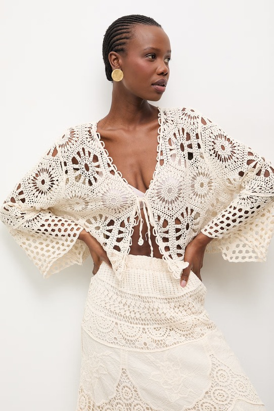 Bavlněná halenka Answear.LAB tříčtvrteční béžová LU5581.fak