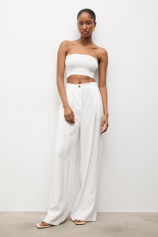 Answear.LAB crop top damski z wiskozą BUSTIER.hak biały WS26