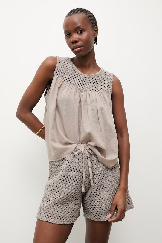 Answear.LAB bluzka damska bawełniana WS26-BKD012 beżowy WS26