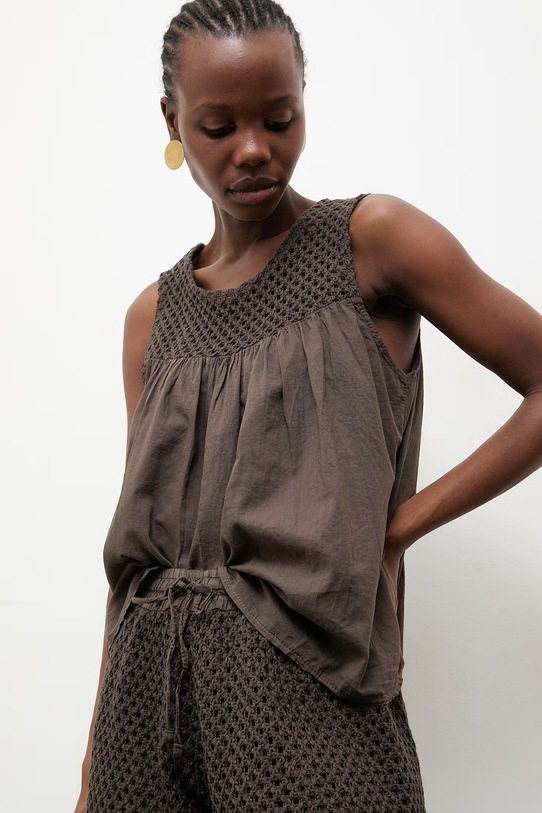 Answear.LAB bluzka damska bawełniana brązowy WS26-BKD012