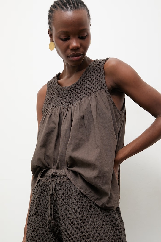 Answear.LAB bluzka damska bawełniana brązowy WS26-BKD012