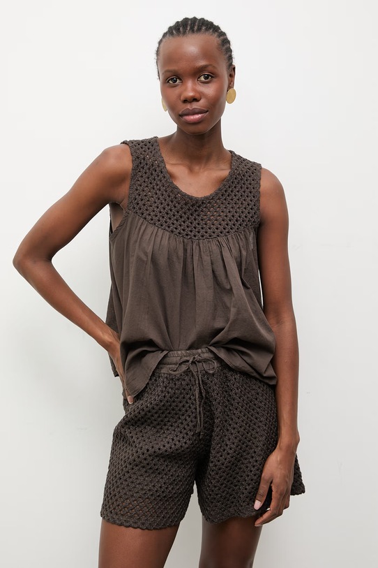 Answear.LAB bluzka damska bawełniana brązowy WS26-BKD012