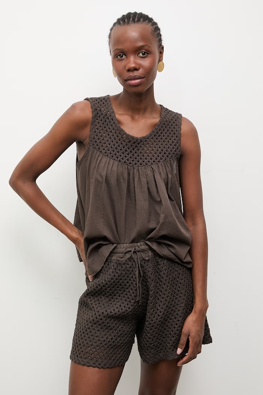 Answear.LAB bluzka damska bawełniana brązowy WS26-BKD012